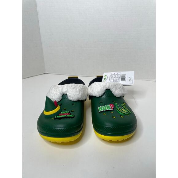 NEW Crocs x Elf Classic Clogs Kids Size 2 Green Yellow Christmas Buddy the Elf - Picture 2 of 9